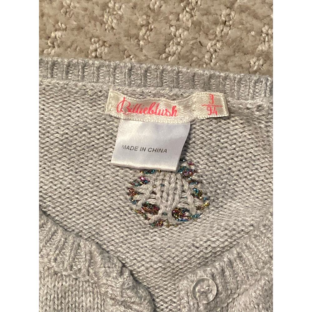 Billie Blush ~ Sz 3 Polkadots Knit Cardigan Sweater Metallic Detail ~ Adorable - Picture 3 of 6